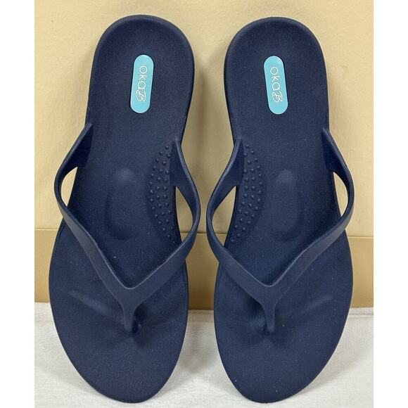 OKA­­·B Women's Thong Sandals Comfort Shoes NAVY Size: 8 Recovery Orthotic - Picture 1 of 6